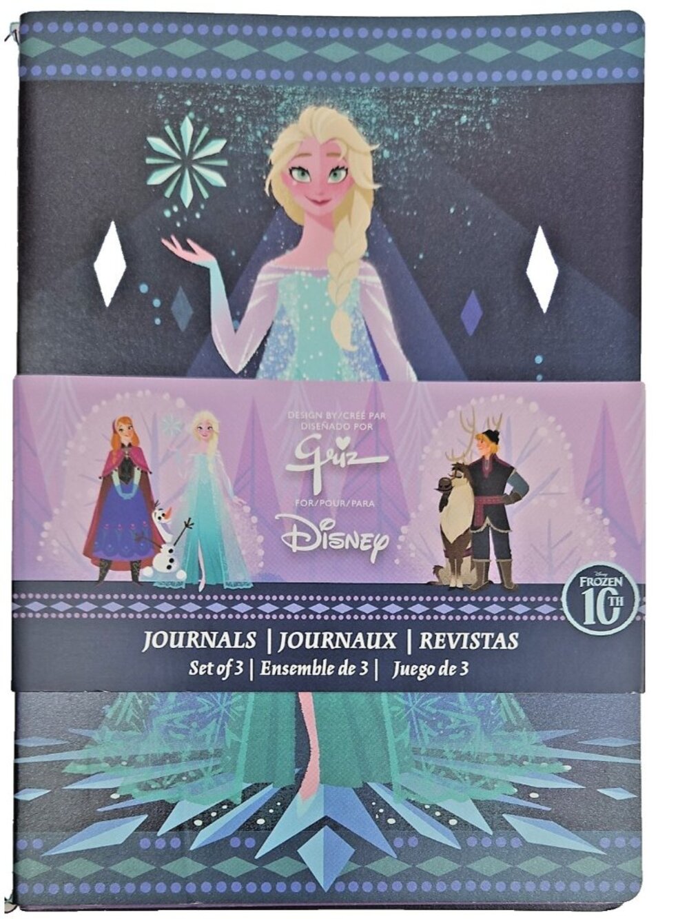 Disney Frozen Journal Notebook Set of 3 10th Anniversary Elsa Anna Olaf Kristoff